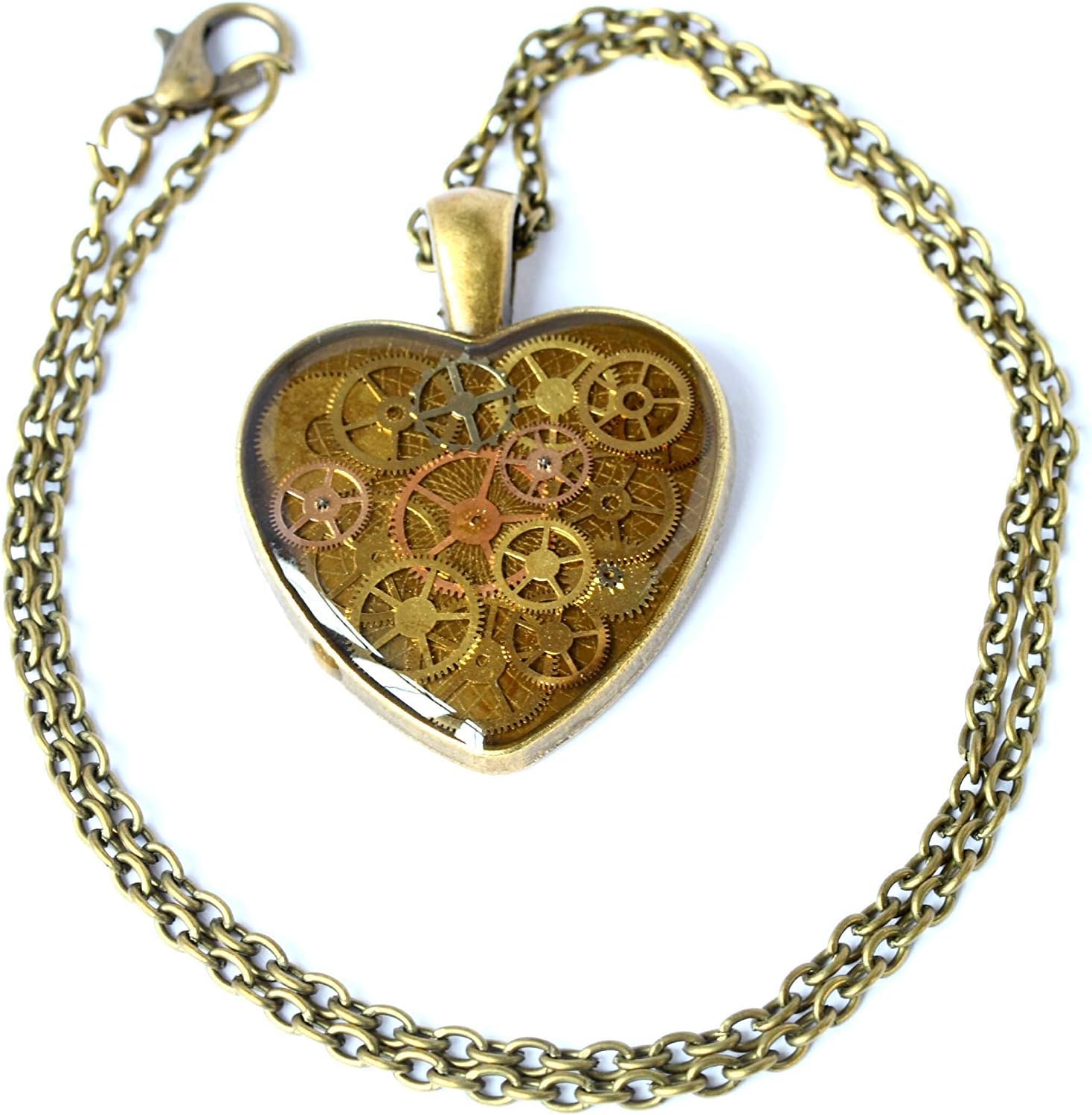 Steampunk Heart Pendant, Large Heart Necklace, Steampunk Necklace, Watch Parts Necklace, Clock Necklace, Watch Movement Necklace