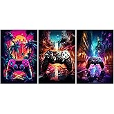Gaming Wall Art Set of 3Game Controller Poster Prints Cool Gamer Room Decor for Boys Video Game Wall Art Cyberpunk Painting Wall Picture for Bedroom or Esports Room Unframed 12x16 Inch