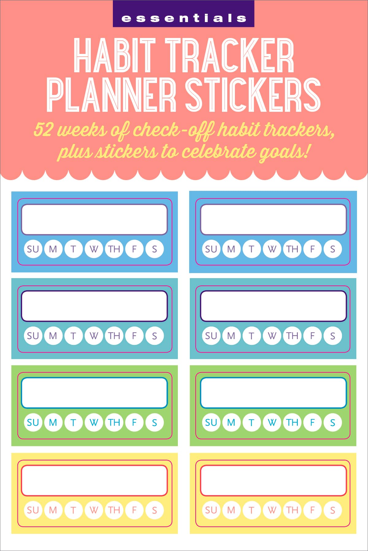 Essentials Habit Tracker Planner Stickers (52 weeks of stickers)