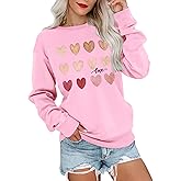 KNEYATTA Valentine Day Sweatshirts for Women Valentine Heart Sweatshirt Valentines Shirt Vintage Pullover Tops