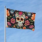 AYCZN Day of The Dead Flags for Outside 3x5 FT, Sugar Skull Flower Garden Flag Banner Double Sided Flag House Lawn Yard Decoration