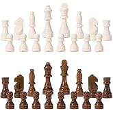 Large Wooden Chess Pieces Only, 3.5" King Tournament Staunton Wood Chessmen | 32 Wooden Pieces, Fits Most Standard Chess Boards, Felt Bottoms, Premium Natural Wood, Ideal Replacements