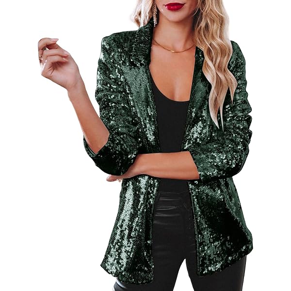 Women's Sequin Open Front Blazer – Party Cocktail Jacket With Kimono Sleeves - View #4