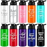 Skybooly 10 Pcs Christian Religious Aluminum Water Bottles Bulk with Lids 20oz Multicolor Outdoor Leakproof Reusable Bottles Gifts for Gym Travel Camping Gym Fishing(Assorted Color)