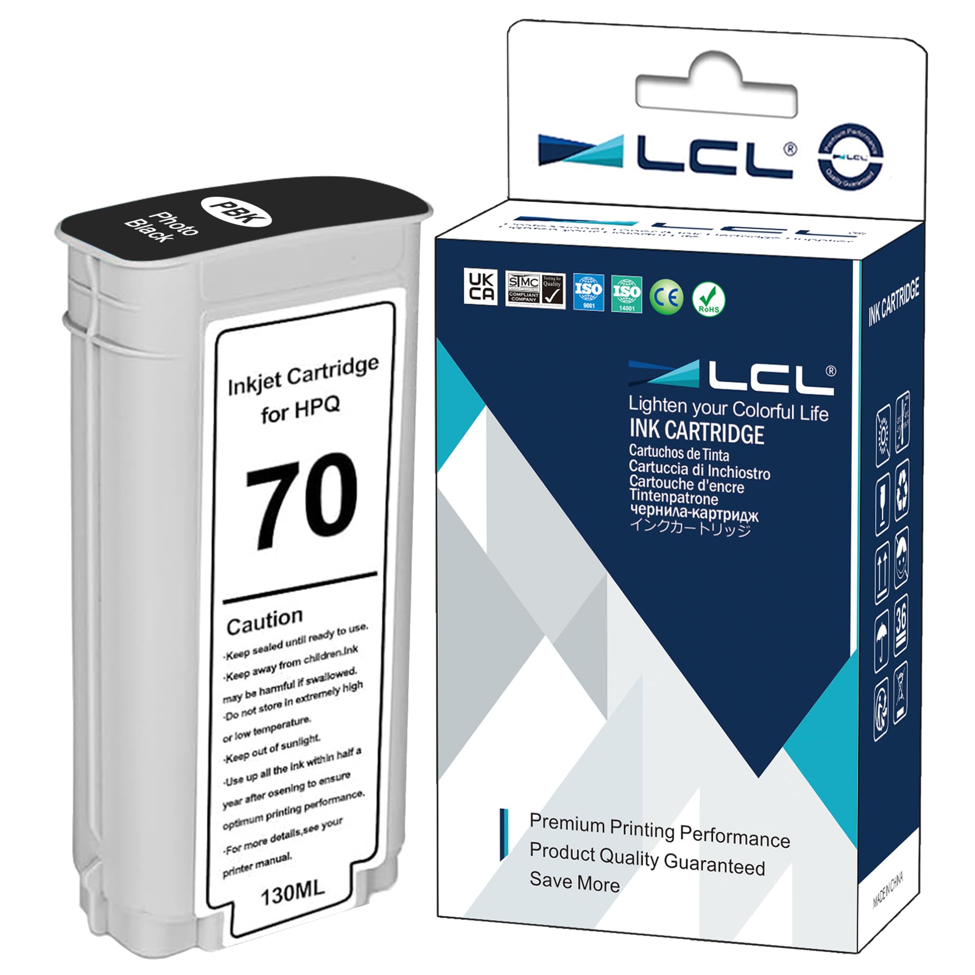 LCL Compatible Ink Cartridge 70 C9449A 135ML High Yield (1Pack Photo Black) Replacement for HP Designjet Z2100 Z3100 Z3100PS Z3200 Z3200PS Z5200 Z5400