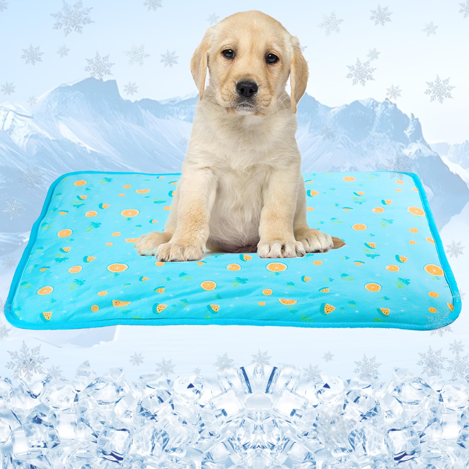 Photo 1 of SEIS Dog Ice Pad Ice Silk Cats Kennel Mat Pet Cooling Pad Summer Cool Bamboo Mat Breathable Pad (Blue Fruit, M