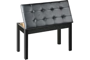 ZHRUNS Duet Piano Bench Wooden Keyboard Bench with Storage and Padded Cushion (Black)