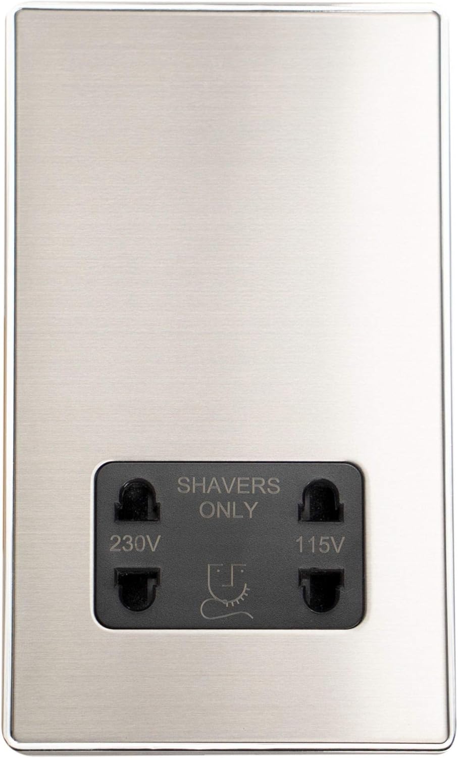 Lexus Screwless Brushed Steel Shaver Socket - LSS30B