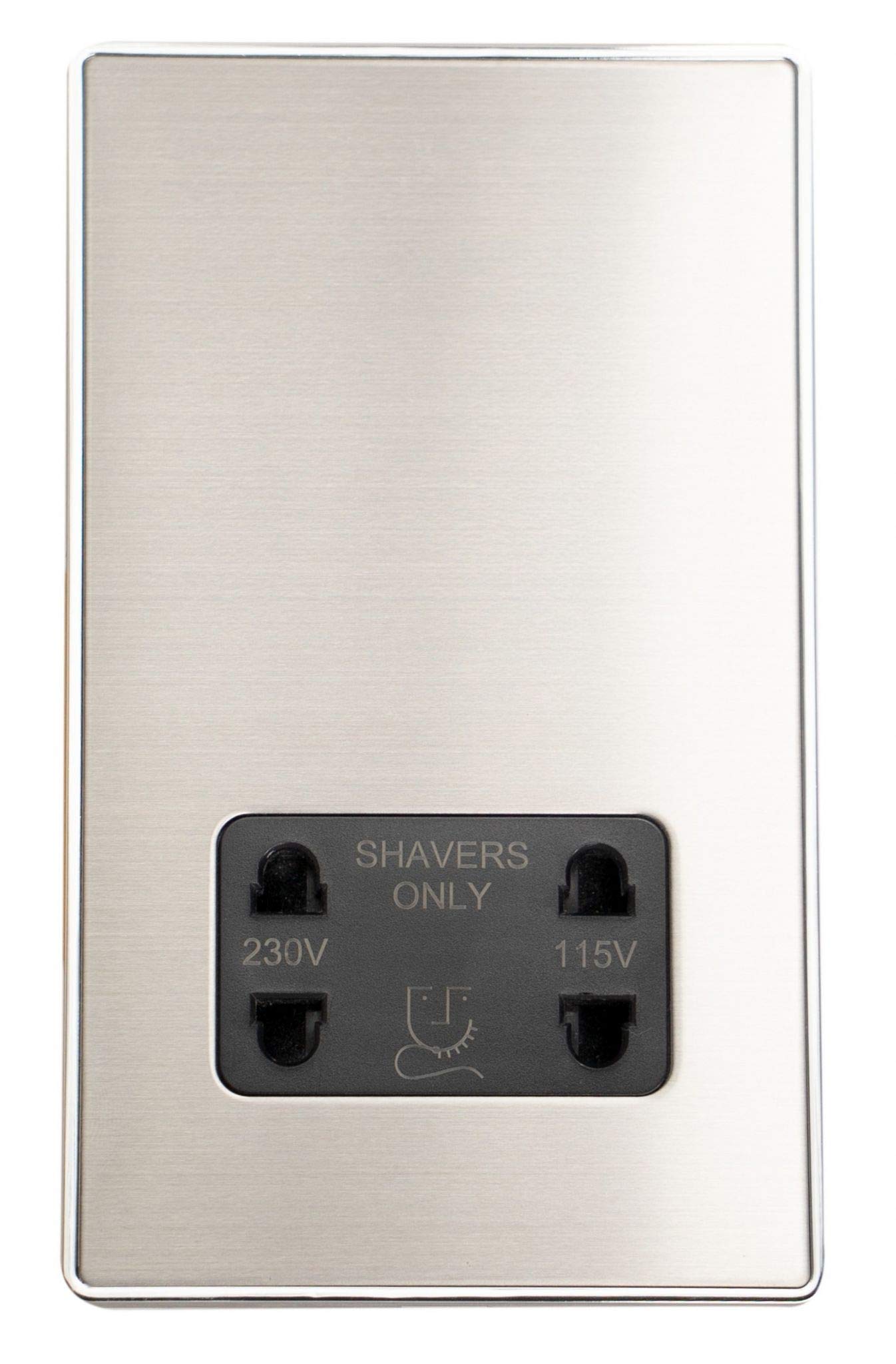 Lexus Screwless Brushed Steel Shaver Socket - LSS30B