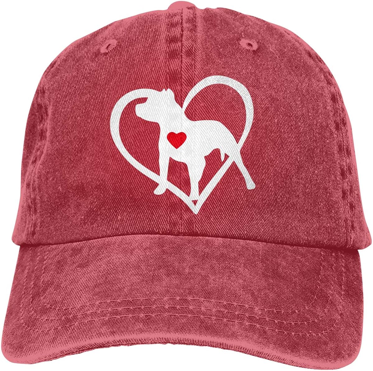 Vintage Pit Bull in Heart Adjustable Baseball HatsUnisex Classic Cap