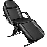 OmySalon Massage Salon Tattoo Chair Esthetician Bed with Beauty Basket, Professional Tattoo Table Salon Spa Equipment for Facial Spa Beauty Eyelash Extensions Barber Waxing Microblading,Black