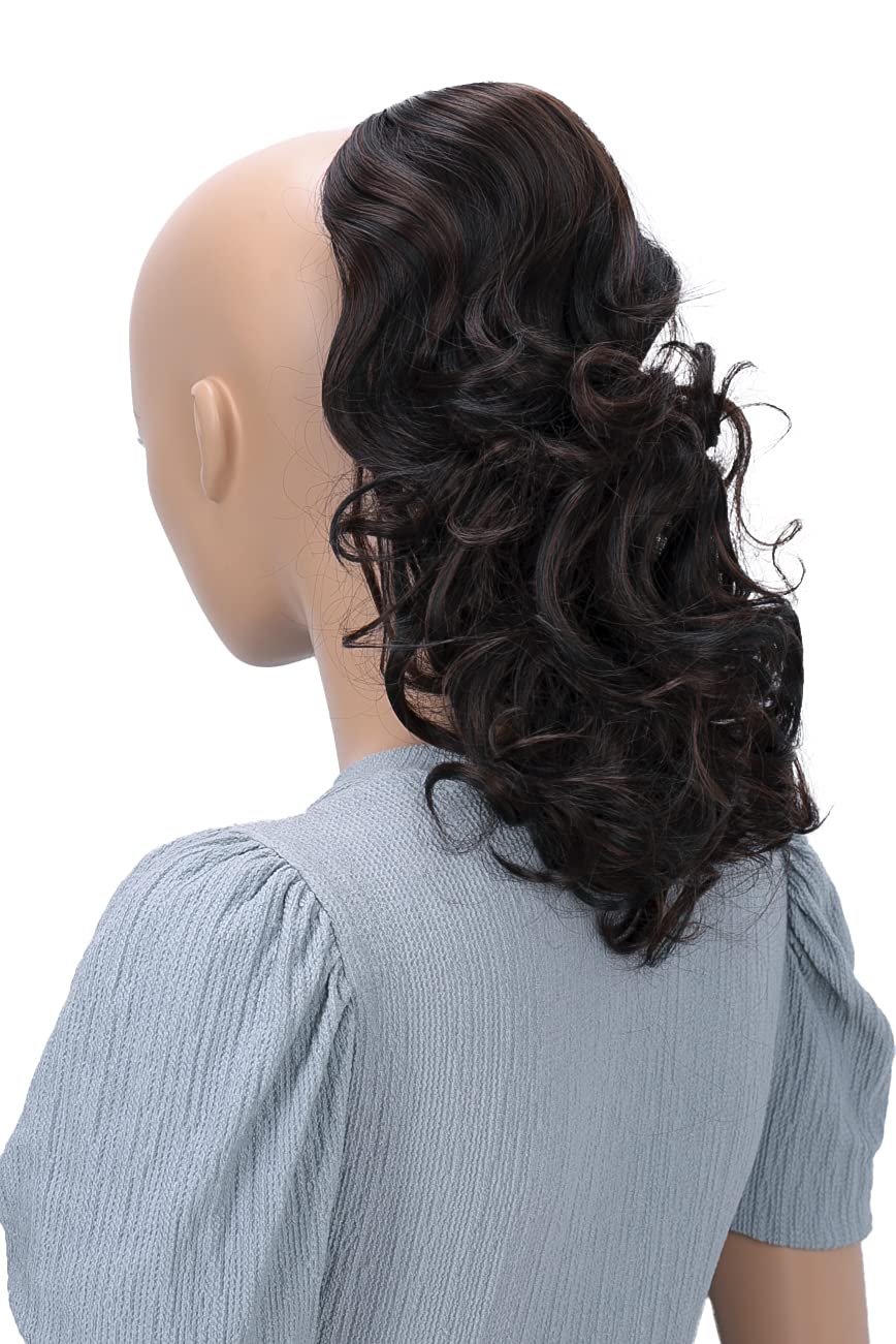 CAISHA 12" Hair Piece Braid Ponytail Extension Voluminous Wavy Black Dark Brown Mix PH219
