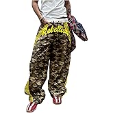 VIPWOLF Men's Camo Barrel Pants Baggy Wide Leg Sweatpants Y2k Striped Double Waited Track Pants Trouser Streetwear