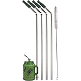 4 JUMBO 14" Stainless Steel 100 oz Straw + 4 Silicone Tips HUGE SUPER LONG Drinking Wide Insulated Whirley Travel Mug FOAM Truck Stop Cup (4 Jumbo Straws)