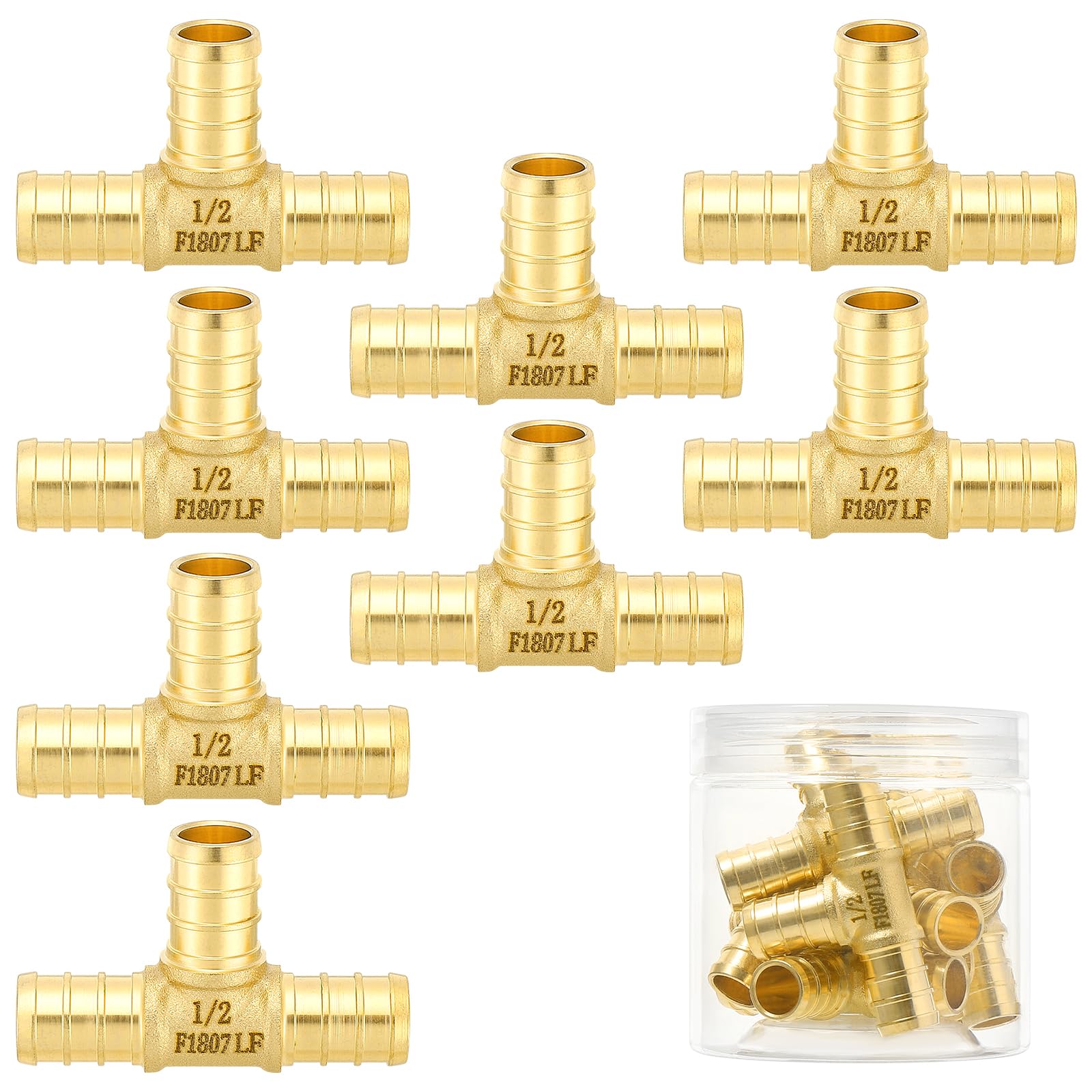 Photo 1 of (Znkiok®8 Pack) 1/2 Inch Pex Tee Fittings, For 1/2''Pex b Pipe,No Lead Brass,NSF,cUPC Certified.