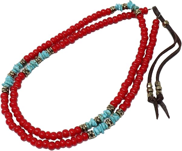 Amazon H N Z 6mm ホワイトハーツ ビーズ ネックレス ネイティブアメリカン メンズジュエリー Whnk 002a Red ネックレス 通販