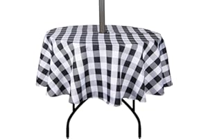 EHouseHome Outdoor and Indoor 60inch Round Tablecloth with Umbrella Hole and Zipper, Waterproof Zippered Patio Cloths, Spring/Summer Table Covers for Backyard Circular Table/BBQs/Picnic