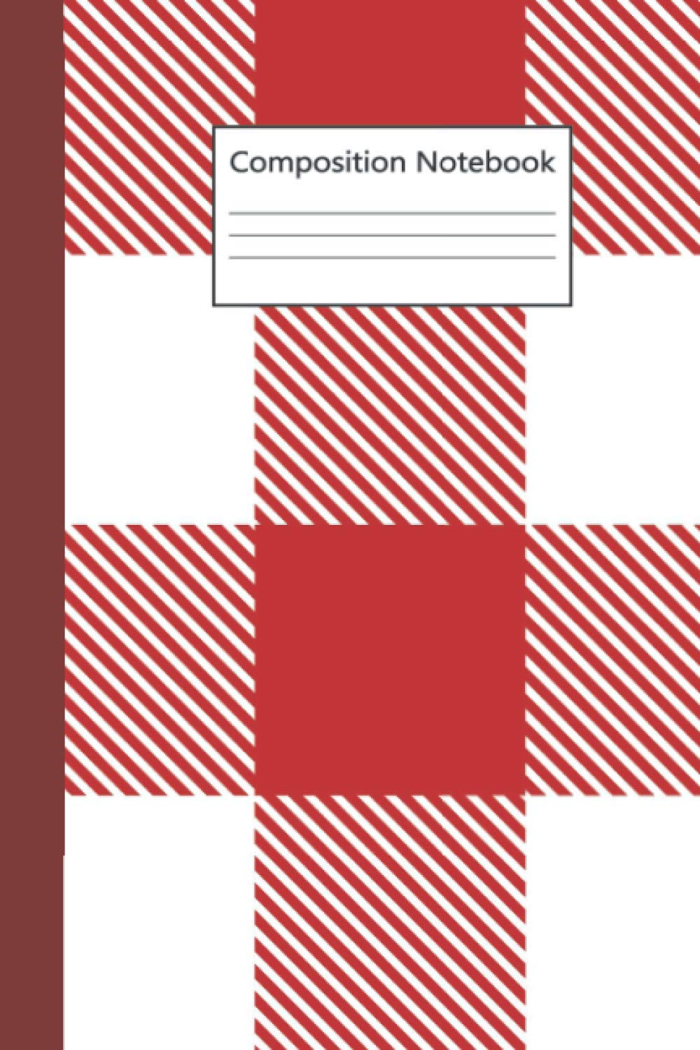 Composition Notebook: Buffalo Plaid Red White Tartan Pattern Seamless Christmas Lined Notebook Journal 120 Pages (6x9 Inches)