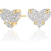 Gold Cubic Zirconia Studs for Women - 18k Gold Tiny CZ Triangle Earrings - Hypoallergenic Handmade Everyday Wear