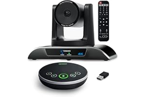TONGVEO 4K Conference Room Camera System, AI Auto-Tracking PTZ Camera 5X Digital Zoom with Wireless Bluetooth Speakerphone Set USB 124-Degree Wide-Angle for Zoom Skype Teams OBS and More
