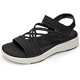 Vilanva Women's Comfortable Walking Sandals with Elastic Strap Light Weight Casual Summer Sandals for Trendy Footwear