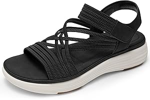 Vilanva Women's Comfortable Walking Sandals with Elastic Strap LightWeight Sandals for Women 2025 Summer Dressy