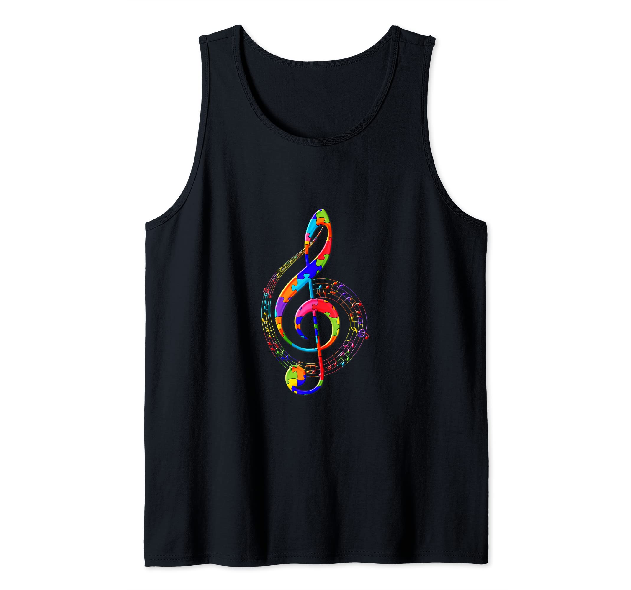 Clef Musical Note Puzzle Autism Puzzle Tank Top