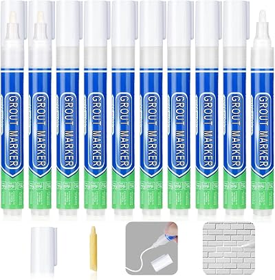 Flintronic 10Pcs Grout Pen White Tile Paint Marker with Replacement Nib