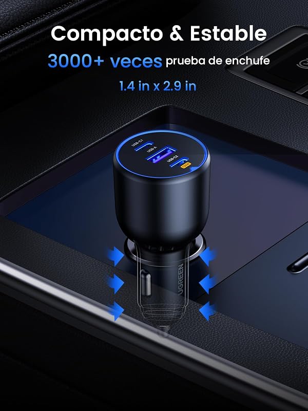 130W USB C Car Charger, Tipo C Car Charger Fast Charging com 3 portas, compatível com iPhone 17 Pro MAX Air/16/15/14/13, Samsung Galaxy S25/24, Xiaomi, MacBook, iPad Pro, Air Mini — foto 8 de 8