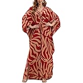 KECVOT Women's Plus Size Kaftan Dress - Batwing Sleeve Long Beach Cover Up Maxi Dress Swimsuit Cover Loungewear