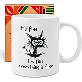 It's Fine Everything is fine Mug - Funny Sarcastic Cat Coffee Mugs | Novelty Office mug, Unique Gift for Cat Lovers & Animal Lovers (Men/Women) for Birthday and Christmas -31