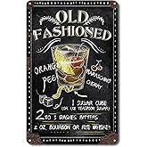 QYAYIK Cocktail Bar Sign, Vintage Art Wall Decor for Plaque Poster Cafe, Man Cave Home Decor for Pub, Club, Kitchen, 8x12 Inches Recipe Metal Sign Gift