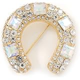Épingle (broche) Fer à Cheval Avec étoiles Et Strass - Style Cowgirl Western Rodeo - Modèle HP63