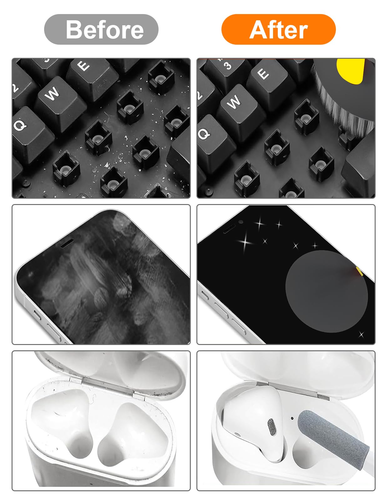 Tastatur Reinigungsset, 20 in 1 Screen Cleaner Kit Handy, Tastaturreiniger mit Bürste Keyboard Cleaner, Laptop Cleaner for Tablet, Computer, PC-Monitor, Kamera-Schwarz 6