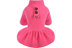 DOSUYI Small Dog Clothes Fall Winter Dog Dress with Leash Ring Dog Sweaters for Small Dogs Girl Fleece Warm Puppy Sweater Pet Christmas Dresses Cat Outfits