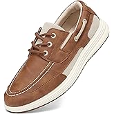 Men's Casual Loafers, Lace-Up Boat Shoes with Slightly Wider Fit, Lightweight Non-Slip for Beach & Everyday Wear