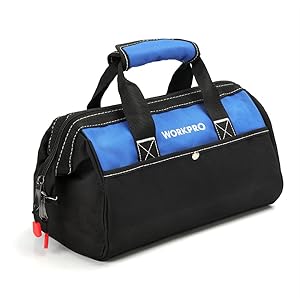 WORKPRO 13-inch Tool Bag, Wide Mouth Tool Tote Bag with Inside Pockets for Tool Storage