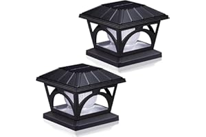AEFRELEOHT Solar Post Cap Lights, 9 Colors to Choose, 20 Lumens, Warm White & RGB Automatic Cycling & Fixed RGB Color 3 Modes for 3.5x3.5 4x4 4.5x4.5 5x5 Wooden Posts Decoration, Black (2 Pack)