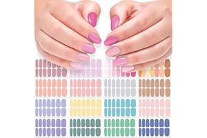 DANNEASY 16 Sheets Light Colour Nail Wraps for Women Gel Nail Polish Strips Solid Color Gel Nail Strips Self Adhesive Nail Polish Stickers Fingernail Sticker Nails with 1pc File, Cuticle Stick