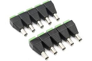 GOSONO 10Pcs/lot Male DC Power Plug Connector 2.5mm x 5.5mm/2.1x5.5 (Screw Fastening Type) Needn't Welding DC Plug Adapter (1