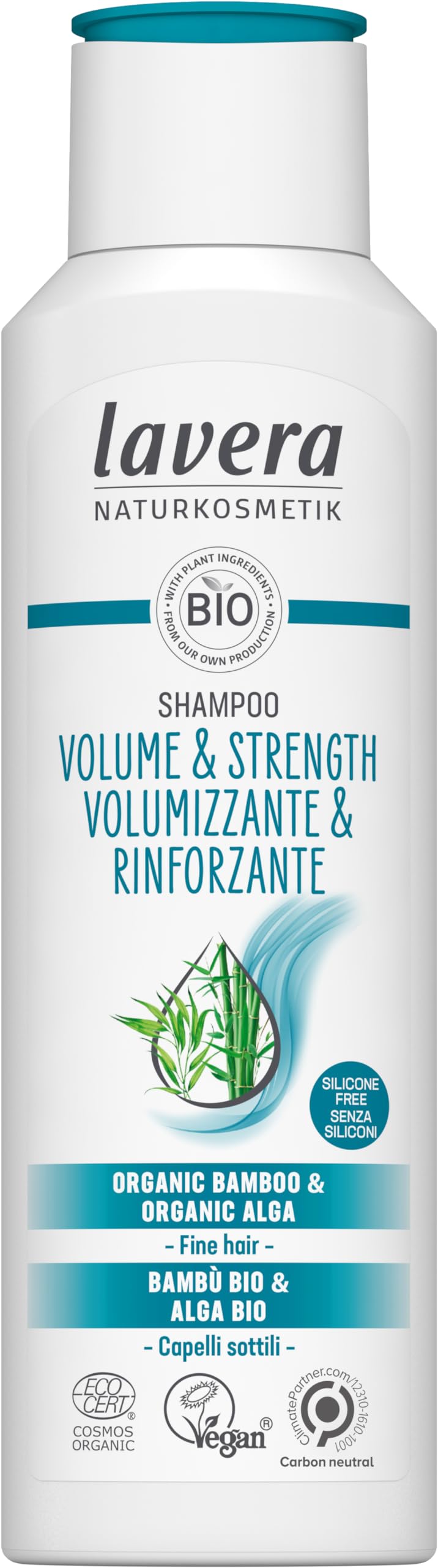 lavera Shampoo Volume & Strength - Without Silicone - Extra Volume & Fortified Hair - Vegan - Natural Cosmetics - 250 ml
