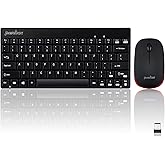Perixx PERIDUO-712B Wireless Mini Keyboard and Mouse Set, Black, US English Layout