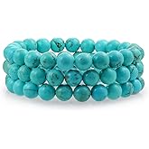 Bling Jewelry Unisex Stackable Set Of 3 Gemstone Round Bead 8MM Stretch Bracelet For Women Teen Men Multi Strand Stacking Adjustable