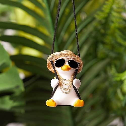 Cute Duck Car Swinging Ornament - Gypsum Plaster Rearview Mirror Hanging Decoration - View #11