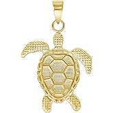 Takar Gold Plated Sterling Silver Turtle Pendant Necklace, Hypoallergenic & Tarnish Resistant Jewelry, Rolo Chain Included