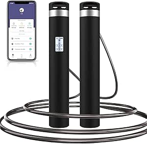 Keenstone Smart Jump Rope, Calorie Calculation, USB Rechargeable Skipping Rope for Sports Fitness Workout - Adjustable Jumping Rope for Men, Women and Kids
