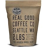 Real Good Coffee Company - Whole Bean Coffee - Extra Dark French Roast Coffee Beans - 2 Pound Bag - 100% Whole Arabica Beans 