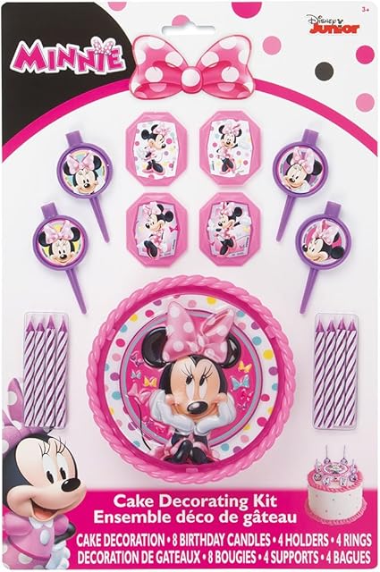 Amazon Com Unique Minnie Mouse Party Cake Decoration Kit 17 Ct
