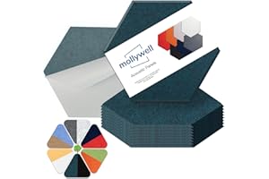 Hexagon Acoustic Panels, High Density, Sound Proofing, Decorative Noise Reduction Felt Wall Tiles for Ceilings, Home Office & Gaming Room (Dark Green), 14x12x0.4 Inch, Mollywell
