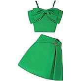 WDIRARA Girl's 2 Piece Set Bow Knot Cami Top Skorts Outfits